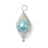 Copper Wire Wrapped Shell Pearl Pendants PALLOY-JF03115-02-3