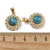 Ion Plating(IP) 304 Stainless Steel Pave Synthetic Turquoise Pendants STAS-U024-16G-03-3