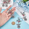   6Pcs Tibetan Style Alloy Angel Pendant Keychain with Fairy Charm and Tree of Life Charm KEYC-PH0001-91-3