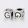 304 Stainless Steel Large Hole Letter European Beads LS-STAS-H428-01AS-G-2