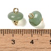 Natural Green Aventurine Rondelle Charms with Rack Plating Brass Loops G-G110-05B-14-3