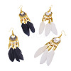 2Pairs 2 Colors Feather Chandelier Earrings EJEW-TA0001-81F-2