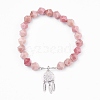 Natural Rhodonite Beads Charm Bracelets BJEW-O162-D09-1