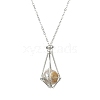 Brass Braided Macrame Pouch Empty Stone Holder Necklace Making NJEW-JN04564-1