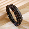 Leather Braided Cord Bracelet PW-WGF341D-05-1