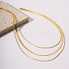 304 Stainless Steel Snake Chains 3 Layer Necklace for Women NJEW-C028-01G-6