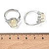 Brass Micro Pave Cubic Zirconia with Synthetic Lemon Quartz Cuff Open Rings RJEW-T035-01P-A-5