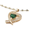 Heart Light Gold Brass Micro Pave Cubic Zirconia Pendant Necklaces NJEW-E105-09KCG-04-1