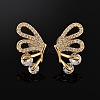 Brass Micro Pave Clear Cubic Zirconia Stud Earrings EJEW-B131-04G-2