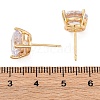 Brass Micro Pave Clear Cubic Zirconia Stud Earrings EJEW-K300-26G-5