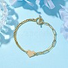 Brass Heart Link Bracelets BJEW-JB10394-2