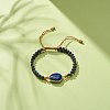 Teardrop Natural Lapis Lazuli Braided Bead Bracelet BJEW-JB08116-02-2