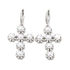 Cubic Zirconia Cross Dangle Hoop Earrings with ABS Plastic Imitation Pearl EJEW-L264-004P-1