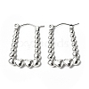 304 Stainless Steel Rectangle with Heart Hoop Earrings for Women STAS-B034-12P-1