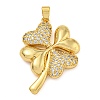 Rack Plating Brass Micro Pave Clear Cubic Zirconia Pendants KK-Z063-32G-1