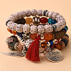 Bohemin Style Natural Moon and Star Xingyue Bodhi Beads Stretch Bracelet Set WG2BA1D-01-1