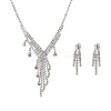 Fashionable Wedding Rhinestone Necklace and Stud Earring Jewelry Sets X-SJEW-R046-10-1
