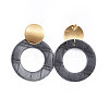 PU Leather Dangle Stud Earrings EJEW-JE03293-01-2