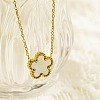 Golden Stainless Steel Flower Pendant Necklaces with Natural Shell for Women RH7292-3-1