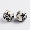 12mm Round Black Handmade Printed Porcelain Beads X-PORC-Q201-12mm-5-2