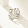 304 Stainless Steel Hollow Wide Cuff Rings for Women RJEW-G338-24P-1