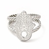 Tarnish Resistant 304 Stainless Steel Hamsa Hand Open Cuff Ring Settings RJEW-B027-22P-2