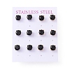 6 Pairs Cubic Zirconia Flat Round Stud Earrings EJEW-G291-04A-M-1