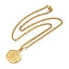 Brass Clear Cubic Zirconia Curb Chain Constellation Pendant Medal Necklaces for Women NJEW-U010-01G-09-2