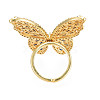 Cubic Zirconia Butterfly Open Cuff Rings RJEW-N037-016-02LG-2