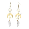 Rough Natural Quartz Crystal Dangle Earrings EJEW-JE05877-02-1