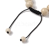 10mm Round Natural Fossil  Braided Bead Bracelets BJEW-C067-01C-26-4