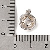 Rhodium Plated 925 Sterling Silver & Natural Shell Half Round Charms with 925 Stamp STER-C009-10P-3