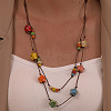 Bohemian Handmade Colorful Porcelain Beaded Waxed Cord Long Necklaces for Women FS-WGF474B-04-1