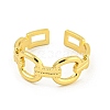 304 Stainless Steel Oval Link Chain Open Cuff Rings for Women RJEW-G321-03G-2