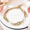 304 Stainless Steel Cable & Cuban Link Chain Braclets for Women BJEW-C089-07G-2