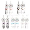 Alloy with Synthetic Howlite & Natural Mixed Stone Dangle Earrings EJEW-JE06067-1