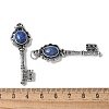 Key Brass Natural Lapis Lazuli Big Pendants KK-D361-01AS-29-3