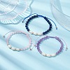 Natural Mixed Gemstone & Pearl Braided Bead Bracelets BJEW-JB09718-2