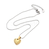 304 Stainless Steel Grooved Heart Pendant Necklaces for Women NJEW-S439-03B-GP-4