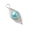 Copper Wire Wrapped Shell Pearl Pendants PALLOY-JF03115-02-4