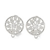 Hollow Flower Brass Micro Pave Cubic Zirconia Stud Earrings Finding KK-E083-09P-1