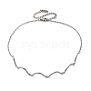 304 Stainless Steel Wave Shape Link Chain Necklaces for Women NJEW-S439-08P-4