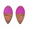 Transparent Resin & Walnut Wood Pendants RESI-N025-031-C05-1