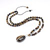 Natural Tiger Eye Pendant Necklaces NJEW-P241-C05-1