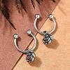 Rose Flower 316 Surgical Stainless Steel Dangle Half Hoop Earrings for Women EJEW-G416-45AS-2