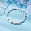 Natural Howlite Cube & Round Beaded Stretch Bracelets BJEW-JB10807-06-2