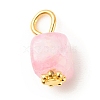 Natural Agate Cube Charms with Golden Tone Iron Loops PALLOY-JF01586-20A-2