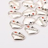 Wedding Theme Antique Silver Tone Tibetan Style Heart with Bridesmaid Rhinestone Charms LS-TIBEP-N005-04B-2