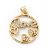 Rack Plating Brass Micro Pave Clear Cubic Zirconia Pendants ZIRC-F129-41G-1