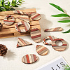  12Pcs 6 Styles Wenge Wood & Sandalwood & White Ash Pendants WOOD-TA0001-94-6